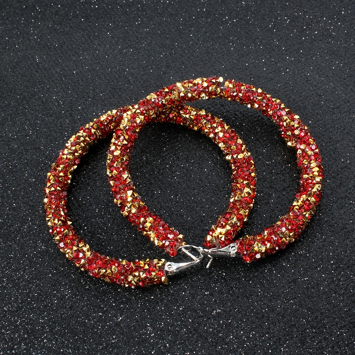 Sparkling Personality Alloy Rhinestone Hoop Earrings for Women - Perfect for Holiday Parties and Vacations