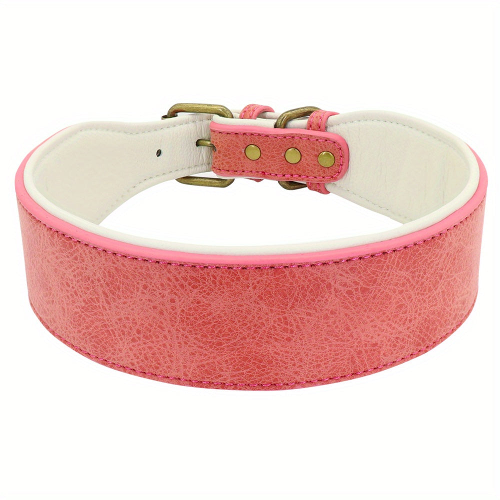 Wide Leather Dog Collar Large Soft Padded Pet Dog Collar For Medium Large Dogs