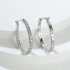 White Color Full Zircon Simple Big Circle Hoop Earrings 18K Gold Plated Accessories For Women Girls