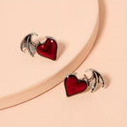 Gothic Devil's Wings Heart-Shaped Earrings: Add a Touch of Darkness to Your Look!