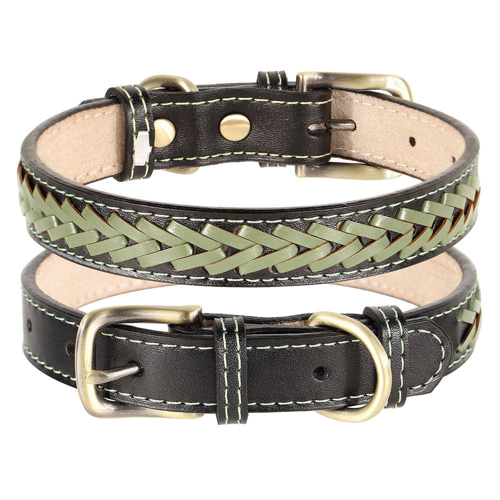 Durable Leather Dog Collar Braided Puppy Cat Collars Adjustable Small Dog Collar Pet Accessories For Small Medium Dogs