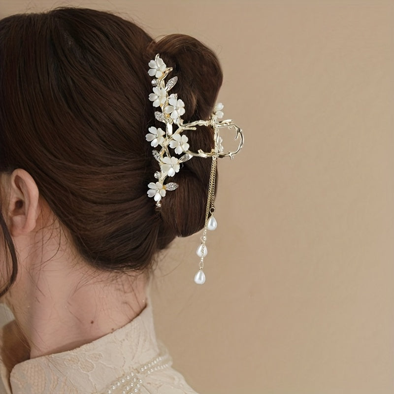 Elegant Flower Tassel Rhinestone Claw Clips Hair Clips Decorative Hair Accessories Photography Props