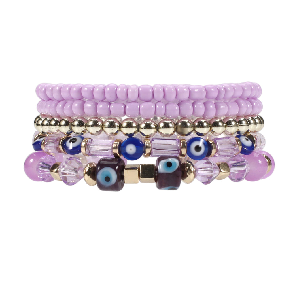 Boho Style Beaded Bracelet Set Stackable Hand Jewelry Accessories For Women