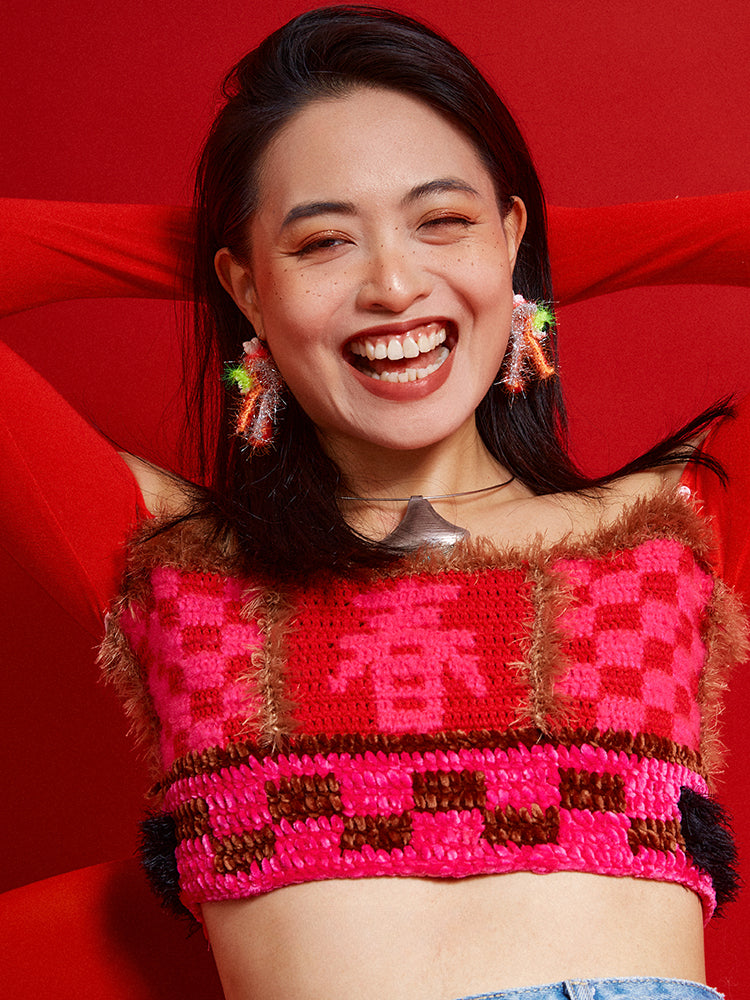 LB Hand Crochet "Dragon Head" Earrings LOJL111