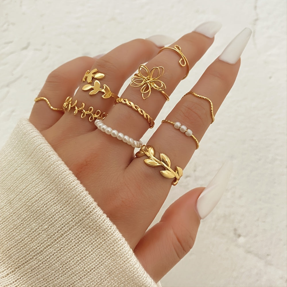 Add Some Sparkle to Your Look with 10-Piece Set of Stylish Stackable Finger Rings for Women - Perfect for Valentine's Day, Parties, and Birthdays!