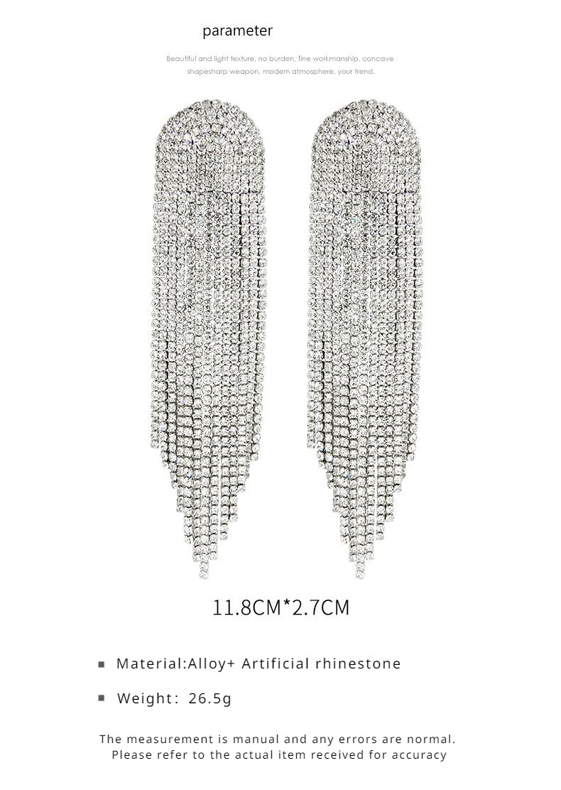FN Artificial Rhinestone Tassel Face Slimming Earrings LOJS40