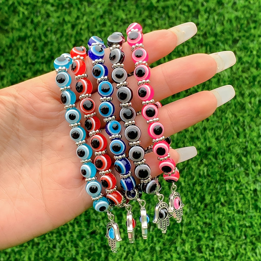 Protective & Blessed Hand Jewelry for Women - Lucky Meaning Bracelet with Devil's Eye Pattern Beads