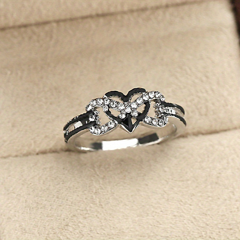Express Your Endless Love with Our Two-Tones Love Heart Shape Infinity Wedding/Engagement Ring