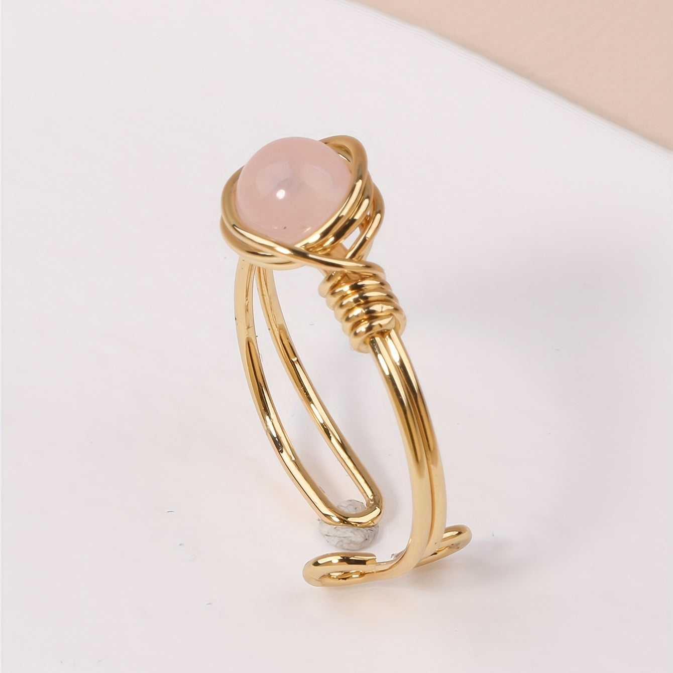 Healing Crystal Open Ring Women Irregular Crystal Wire Wrapped Ring Adjustable Finger Ring