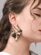 FN 925 Silver Needle Metal Beach Geometric Earrings LOJS114