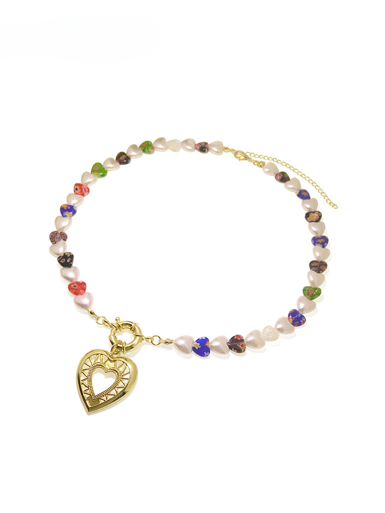 FN Acrylic Cut-out Heart Clavicle Chain Necklace LOJS78