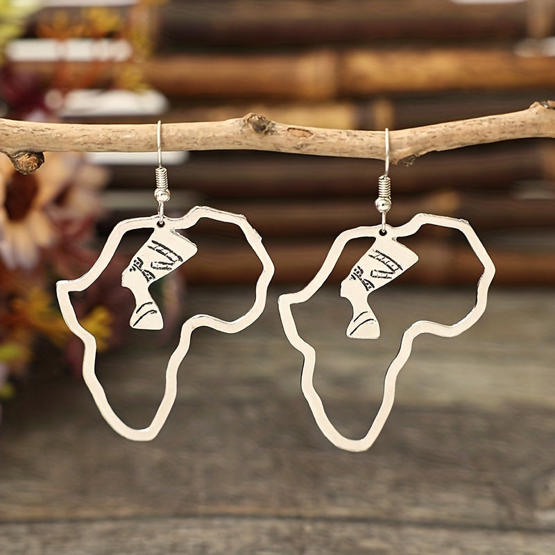 Add a Touch of Vintage Glamour with These Unique Egyptians Human Face Drop Earrings in Golden and Silver