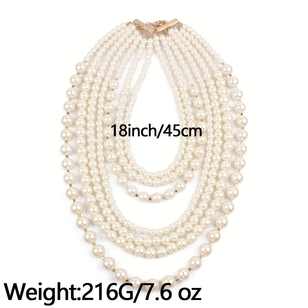 Multilayer Faux Pearl Necklace for Women - Elegant Sweater Chain Jewelry