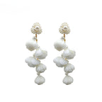 FN 925 Silver Needle Flower Exaggerated Long Earrings LOJS130