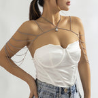 Shine Bright with our Rhinestone Water Drops Layered Tassel Body Chain - Perfect for the Holidays!
