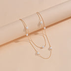 French Baroque Style Faux Pearl Double Layer Stacking Necklace For Women