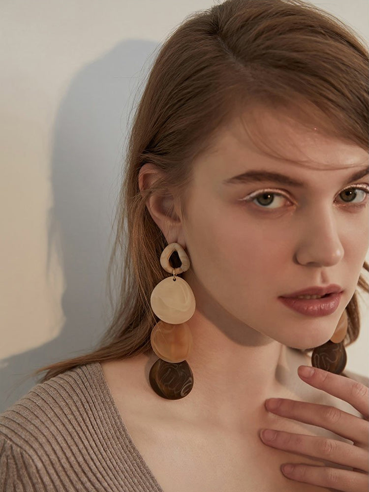 FN Exaggerated Acrylic Oval Ball Earrings LOJS132