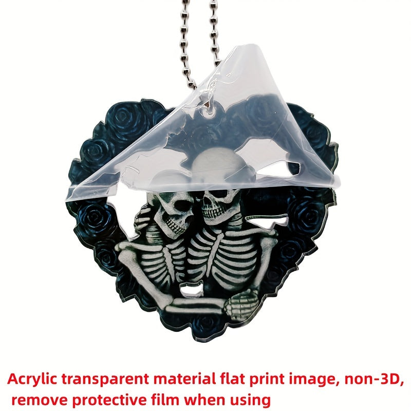 1pc Halloween Skull Heart Car Decoration - Perfect for Birthday Parties, Christmas Trees, and More!