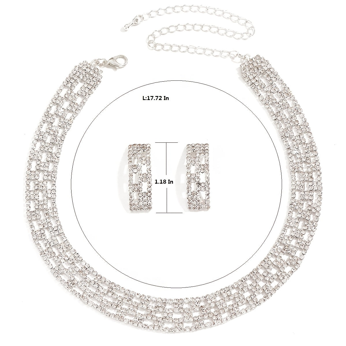 2pcs/set Elegant Crystal Wedding Jewelry Set for Women - Stunning Necklace and Earrings for Special Occasions
