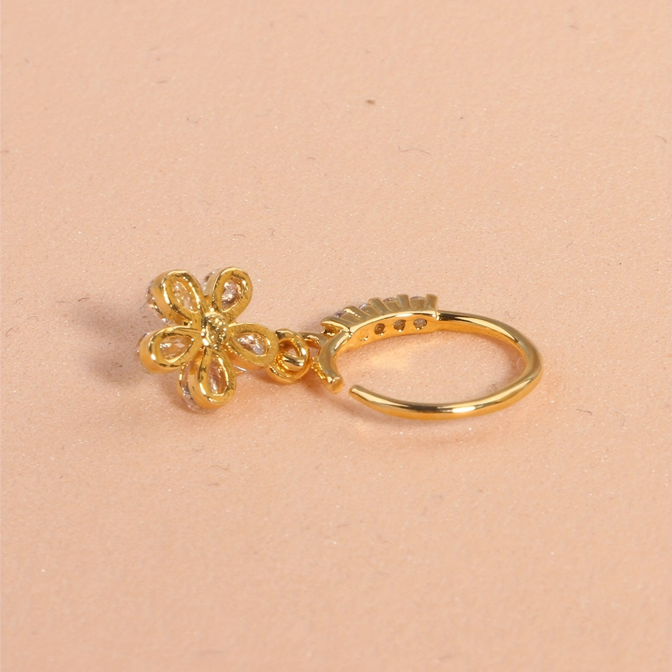 Add a Touch of Feminine Charm with our Flower Shape Pendant Nose Hoop Rings