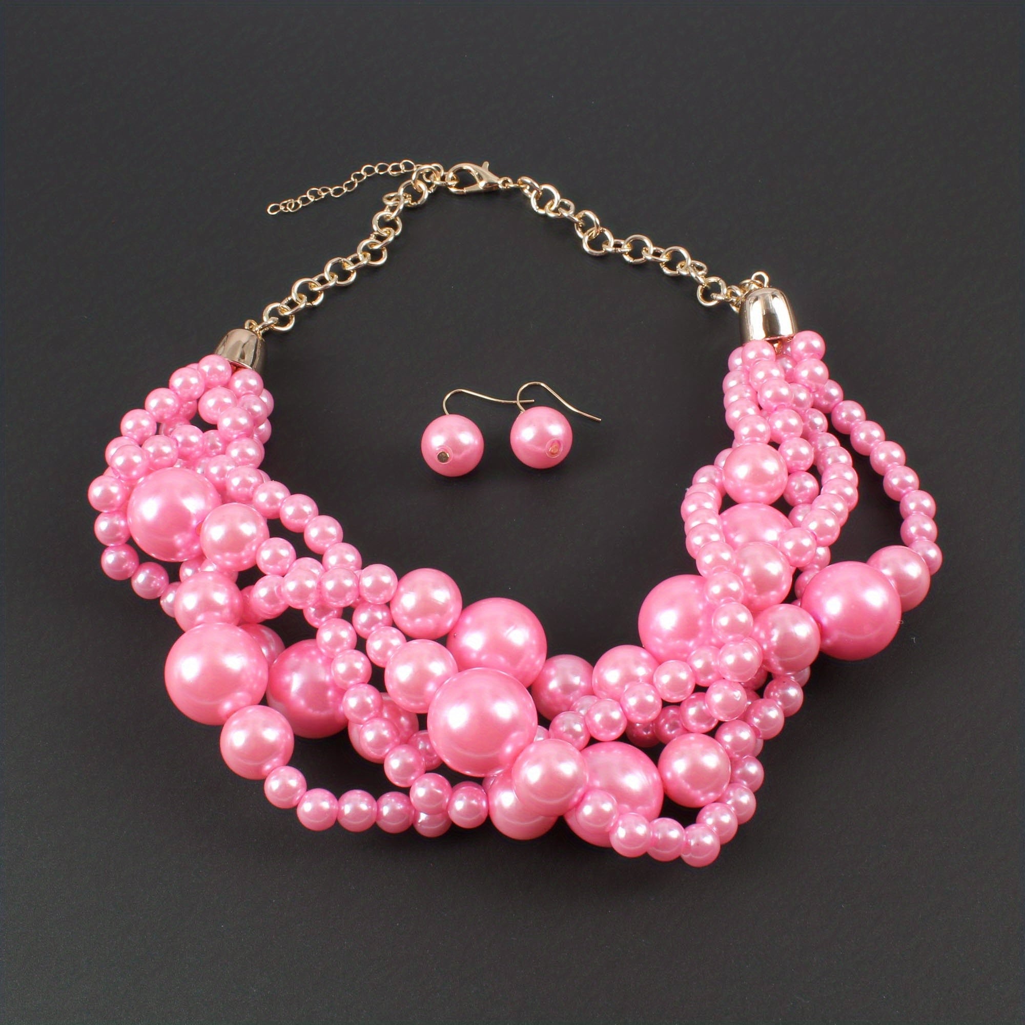 3pcs Earrings Plus Necklace Exaggerated Jewelry Set Made Of Scarlet Stones Stunning Party Accessories Multi Colors To Choose
