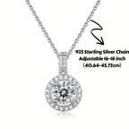 Elegant Round Moissanite Pendant Necklace - Perfect Bridal Jewelry Gift for Women and Girls