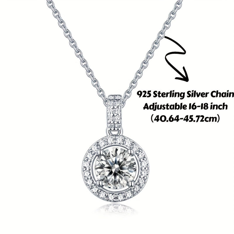 Elegant Round Moissanite Pendant Necklace - Perfect Bridal Jewelry Gift for Women and Girls