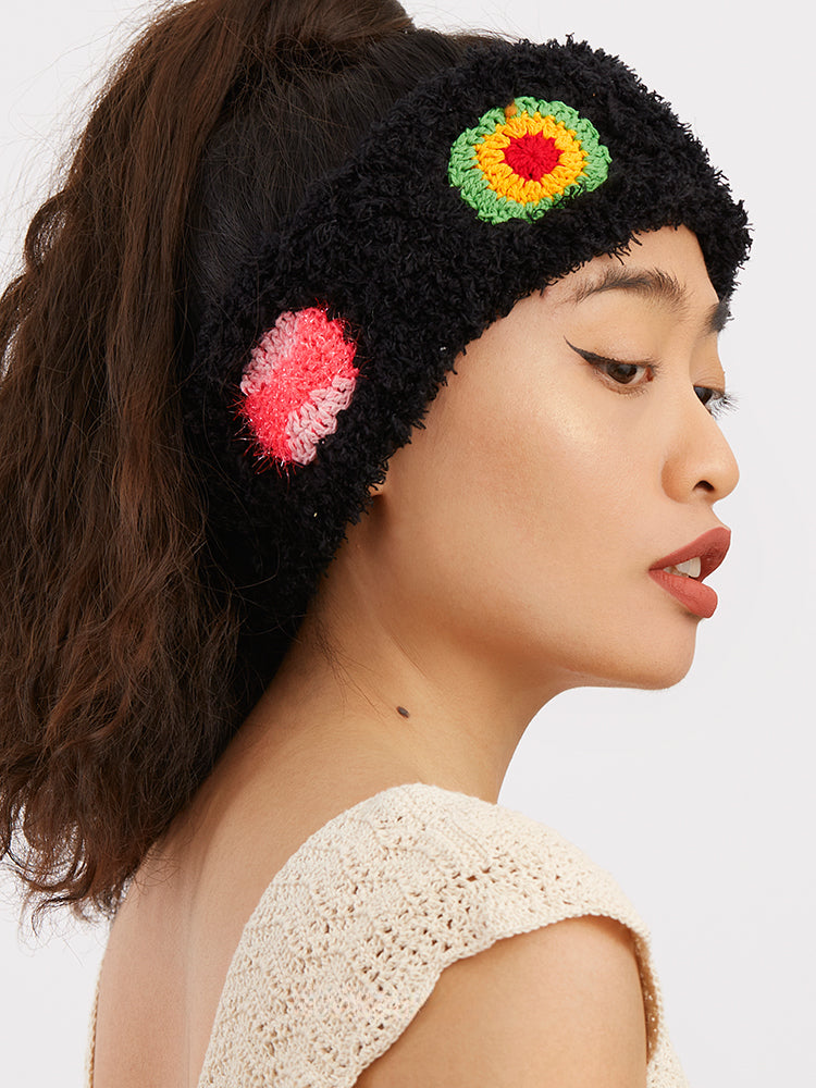 LB Bow Elastic Knitting Smiling Face Hair Band LOJL61