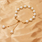 Faux Pearls Beaded Bracelet Adjustable Hand Jewelry For Women & Girls 1 Pc