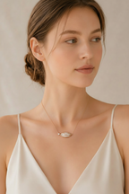 CZ Olive Pendant Necklace - Bar Set Model Shot