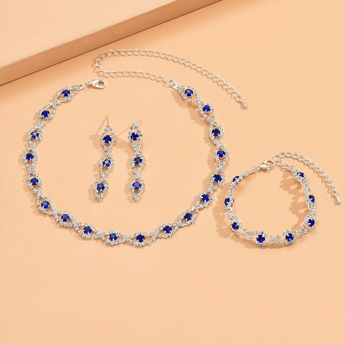 4pcs Trendy Devil Eye Jewelry Set - Necklace, Bracelet, and Rings with Rhinestone Inlay and Multi-Color Options - Perfect for Parties and Special Occasions