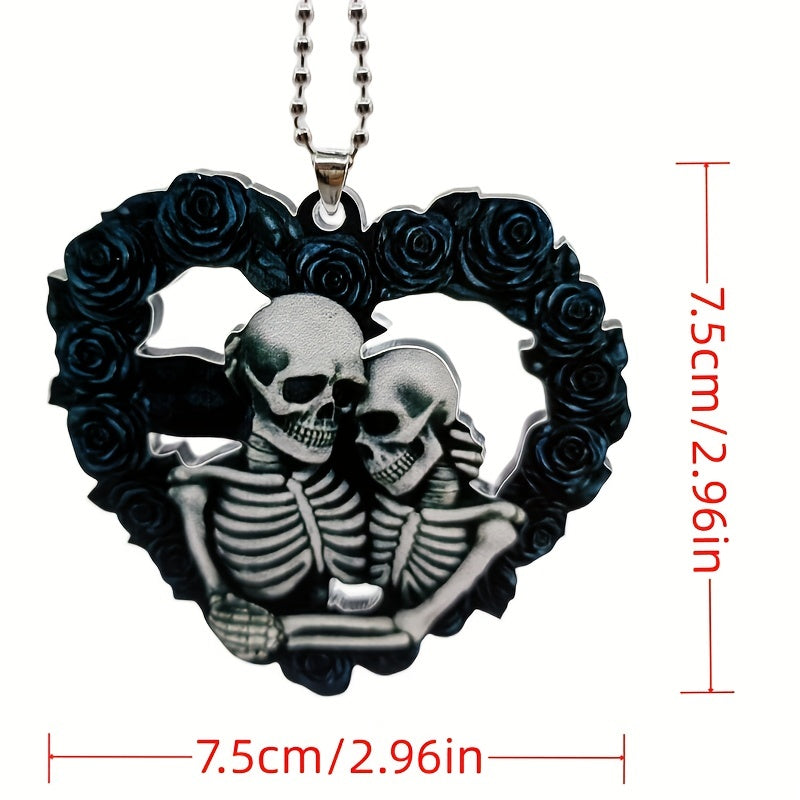 1pc Halloween Skull Heart Car Decoration - Perfect for Birthday Parties, Christmas Trees, and More!