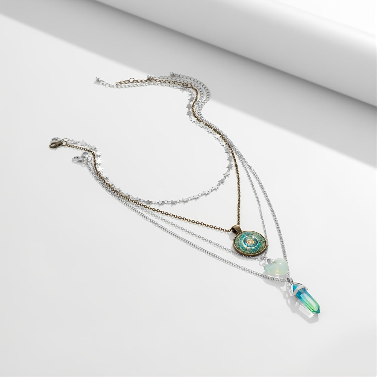 Gorgeous Vintage Heart Crystal Pendant Necklace Set - 4 Pieces!