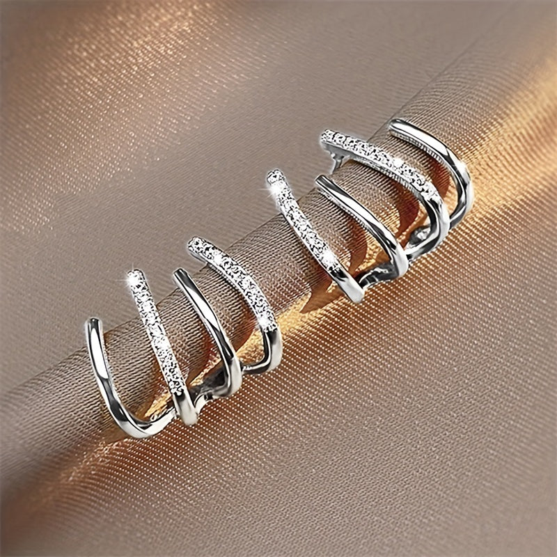 Claw Design Inlaid With Shiny Zircon Decor Elegant Sexy Stud Earrings Copper Jewelry Daily Casual
