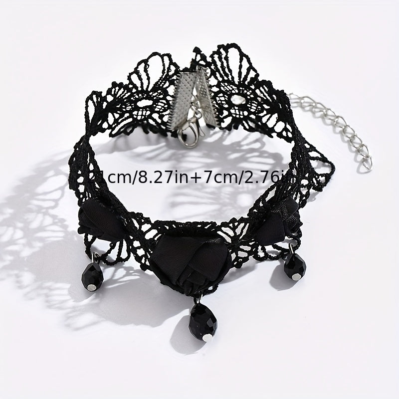 Gothic Punk Flower Lace Anklet - Perfect for Weddings, Halloween Decorations & More!