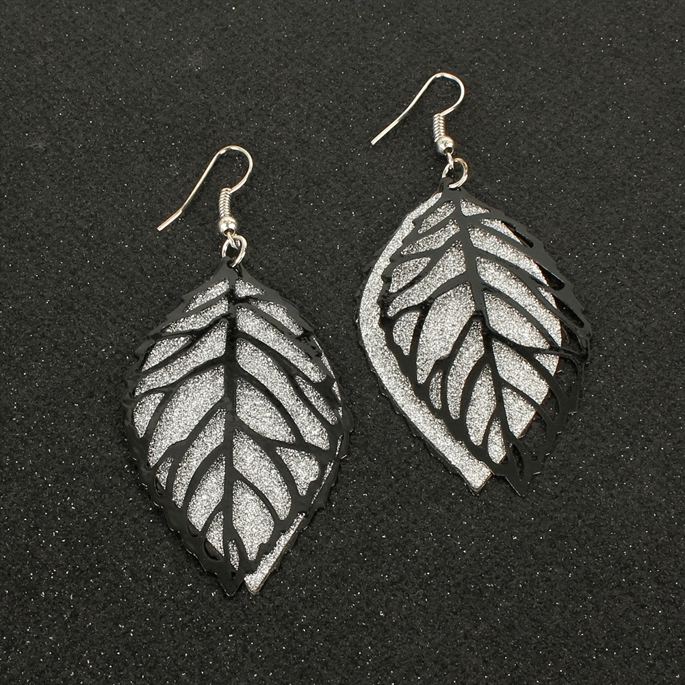 Vintage Big Leaf Dangle Earrings Creative Alloy Earrings For Women Party Holiday Decor 1Pair