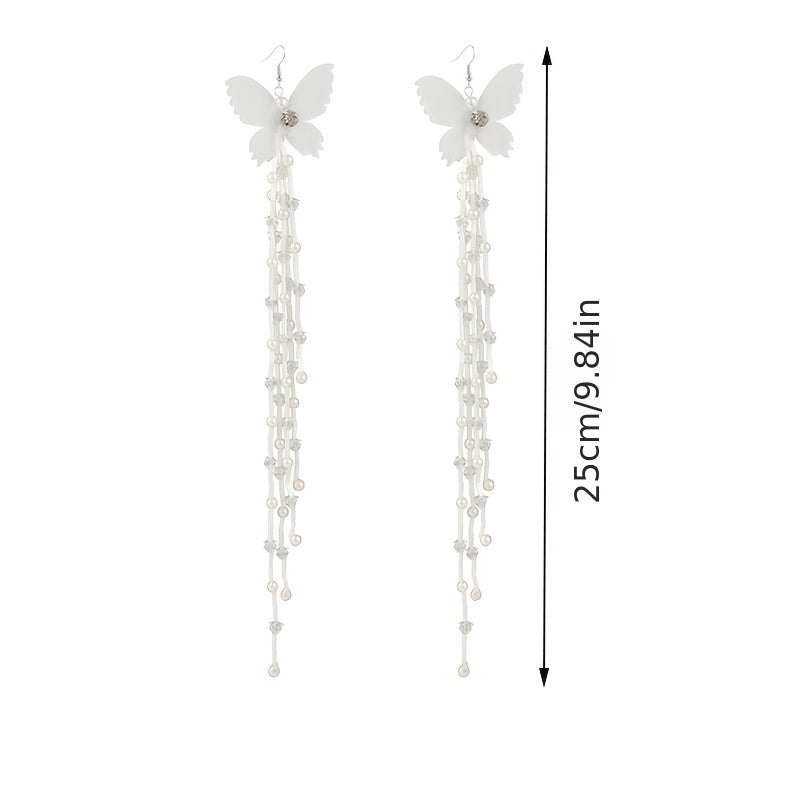 Get Ready to Flutter with Long Tassel Butterfly Earrings - The Perfect Hip Hop Style Accessory for Parties and Nightclubs!