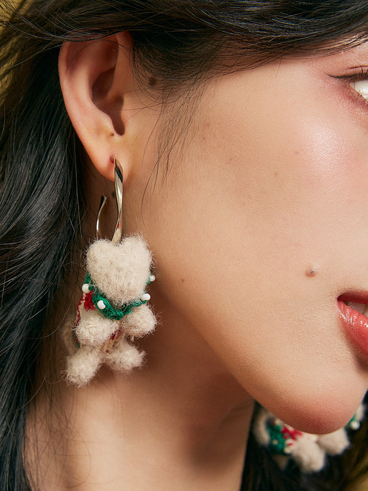 LB Hand Crochet "Companion Cat" Cute Earrings Christmas LOJL88