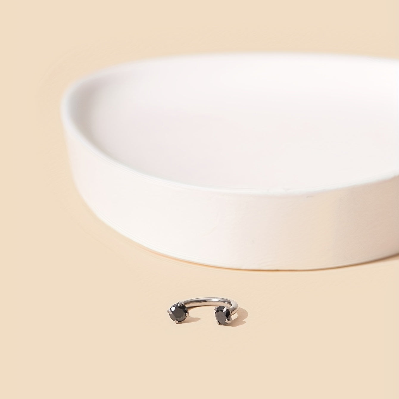 Female Horseshoe C-shaped Double Head Zircon Nose Ring Simple Style Nose Piercing Accessory