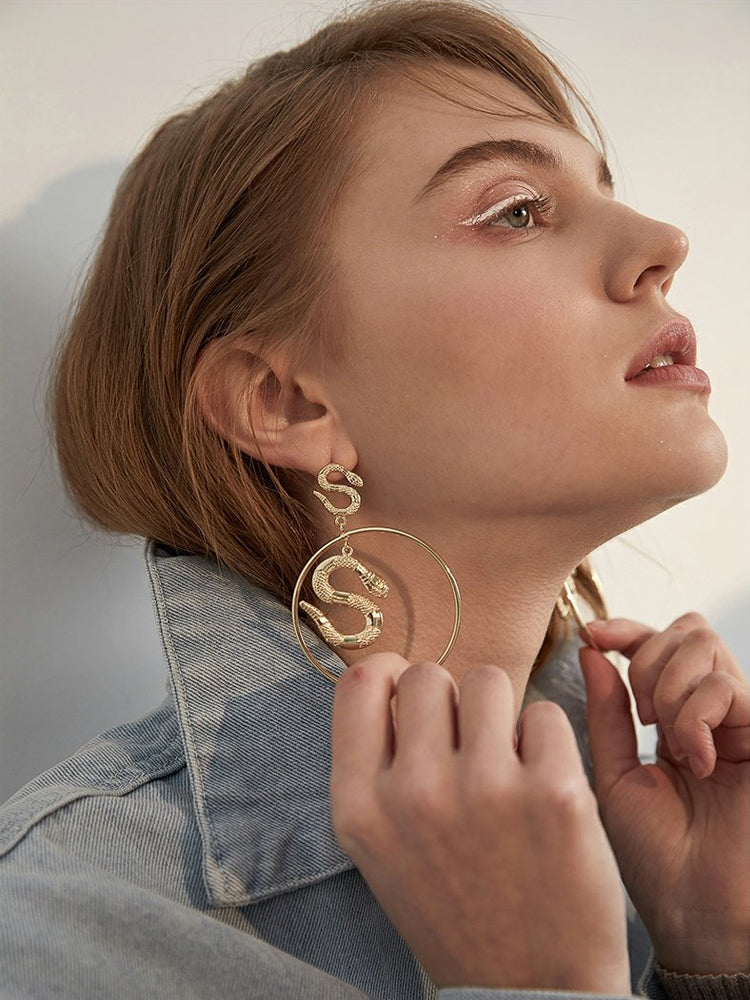 FN 925 Silver Needle Snake Ring Earrings LOJS119