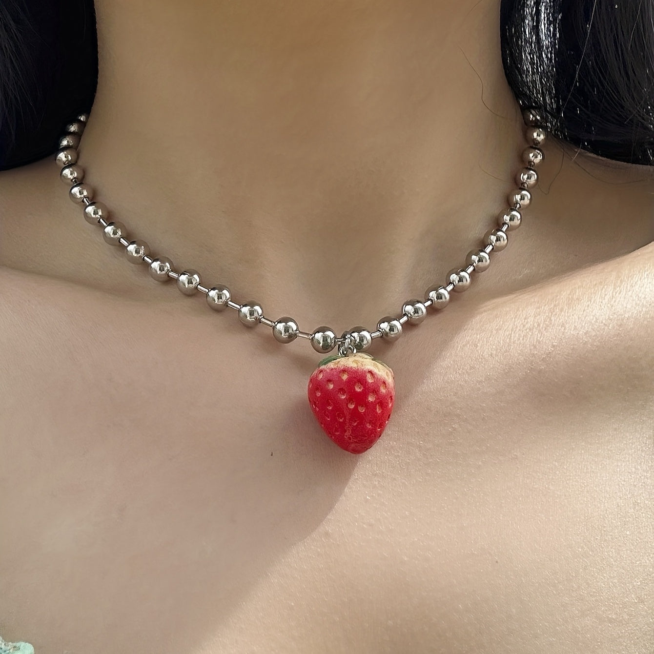 Sweet Strawberry Pendant Beaded Necklace - Perfect Gift for Girls for Summer Parties!