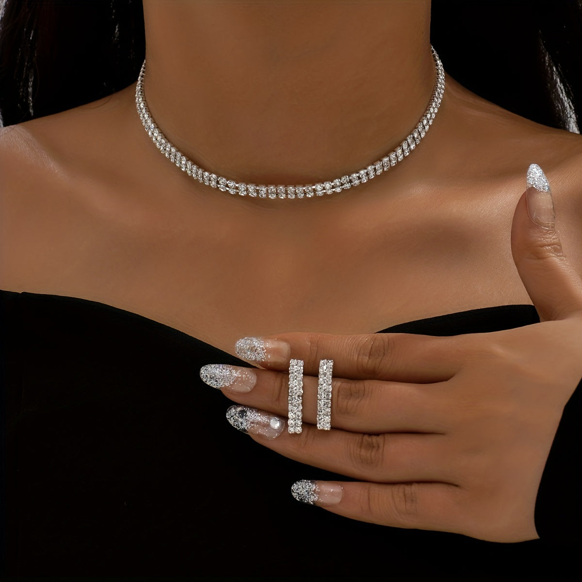 Elegant Rhinestone Bridal Jewelry Set - Perfect for Weddings, Proms, and Special Occasions