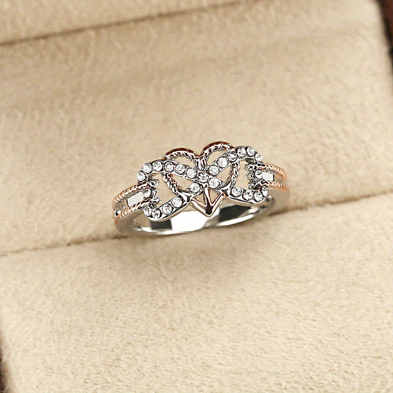 Express Your Endless Love with Our Two-Tones Love Heart Shape Infinity Wedding/Engagement Ring