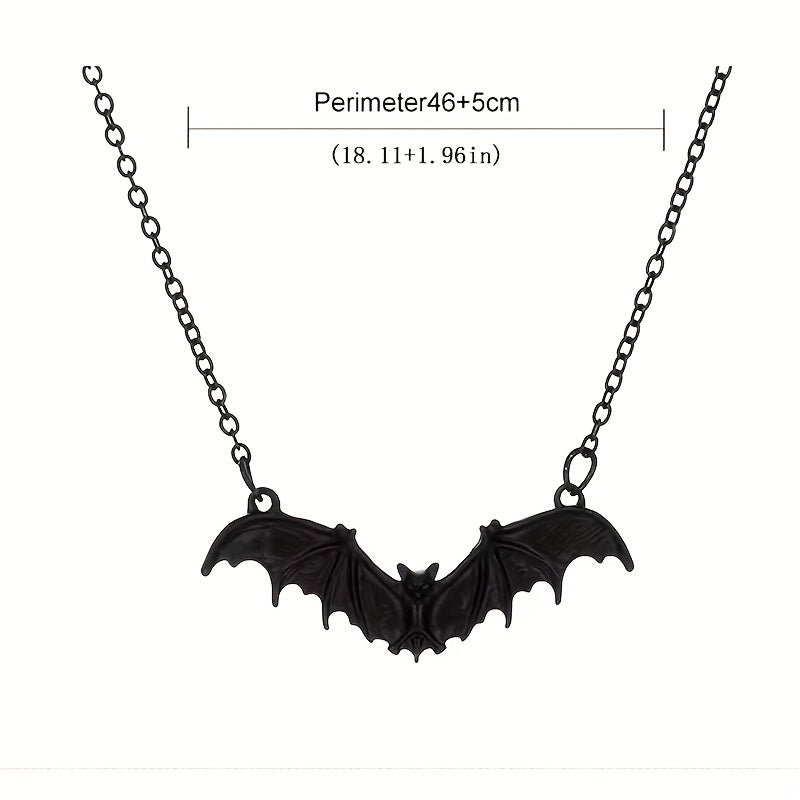 Halloween Gothic Style Black Bat Personality Hip Hop Necklace, Holiday Party Cosplay Jewelry Gift