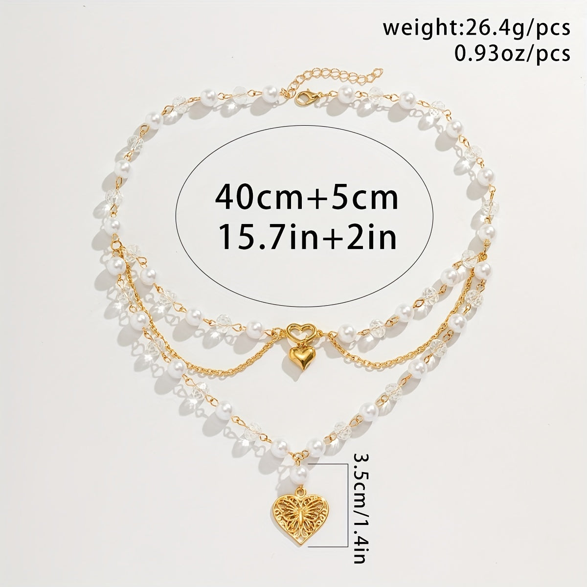 Vintage Style Multicolor Multilayer Tassel Faux Pearl Crystal Hollow Love Charm Butterfly Pendant Necklace For Girls