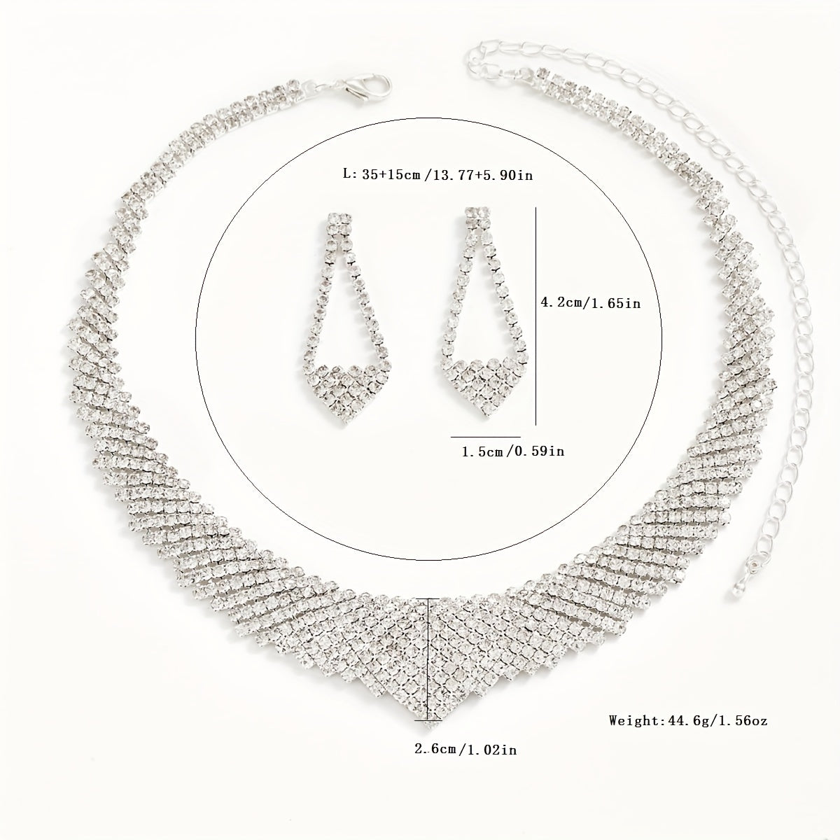 Elegant Rhinestone Necklace and Earrings Set for Women - Perfect for Dressy and Casual Occasions