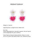 LB Hand Crochet "Fishbone" Earrings Long Ear Clip LOJL98