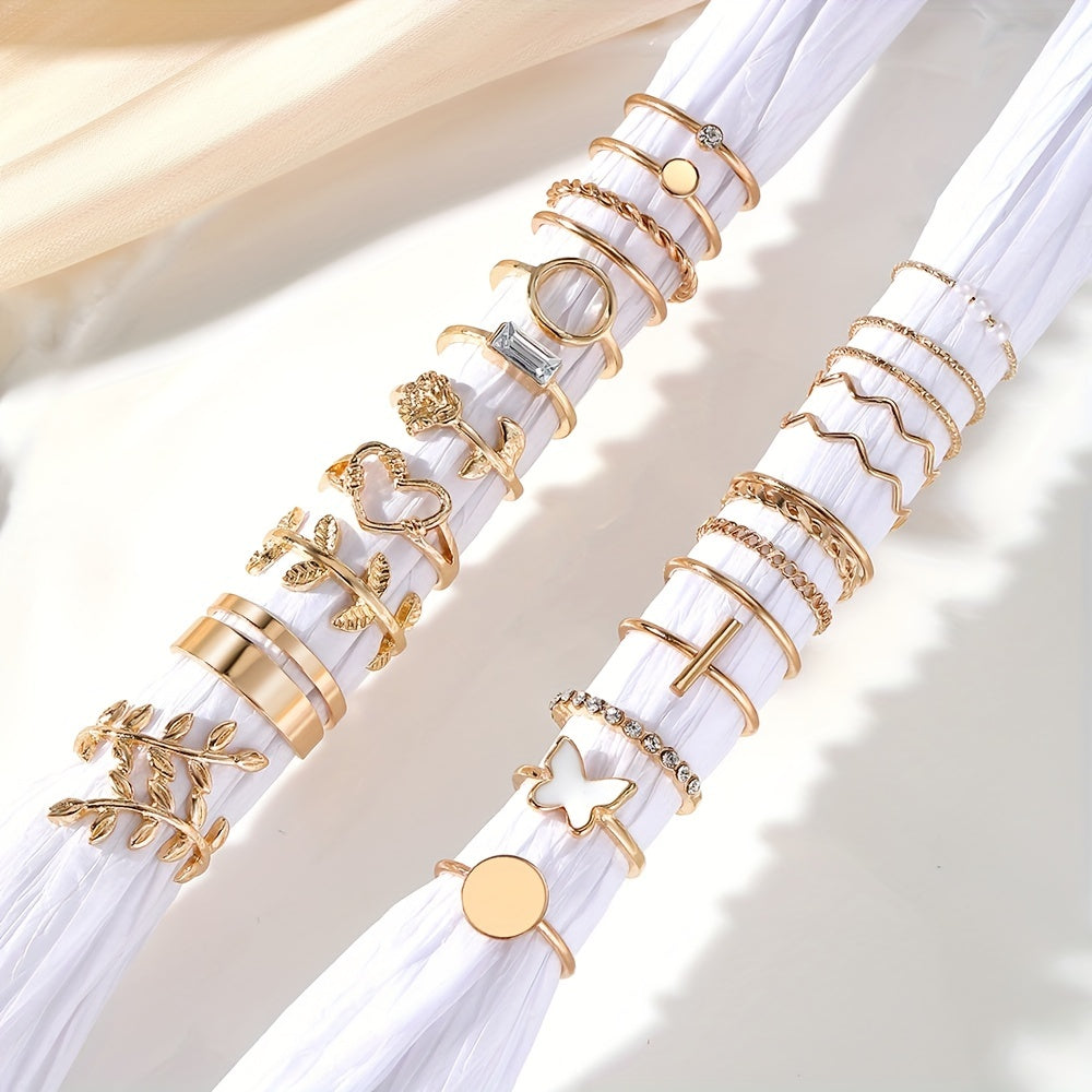 24pcs Y2k Ring Set Spinner Beads Trendy Patterns Hip Hop Punk Style Best Choices For Party Bar And Casual Activities