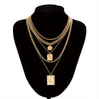 6pcs/Set Vintage Exaggerated Sequin Pendant Ladies Alloy Necklace Party Jewelry Gift
