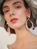 FN 925 Silver Needle Imitation Pearl Earrings  LOJS127